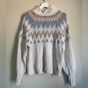 American Eagle Fair Isle Fisherman Cream Oatmeal Women’s Sweater Large